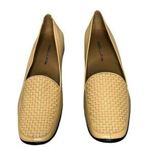 Bellini Loafers Beige Tan Basket Weave Belinda Leather Womens 9.5 M Flats Slip